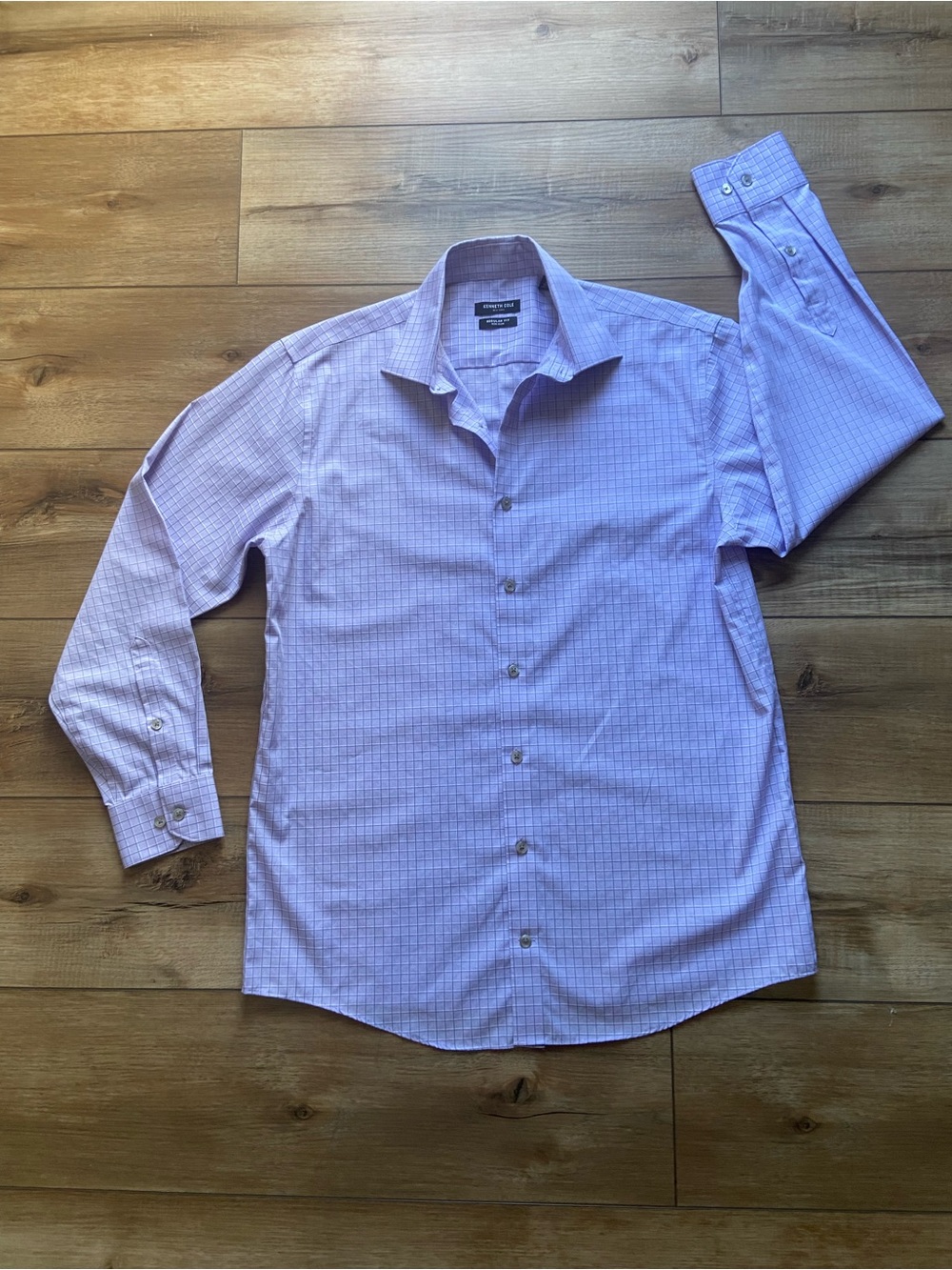 Kenneth Cole Lavender Check Long-Sleeve Button-Down Shirt